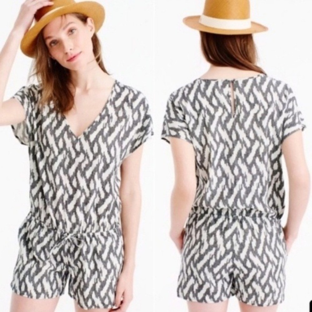 J. Crew Beachwear Blue White Stripe Linen Blend Belted Coverup Romper Small